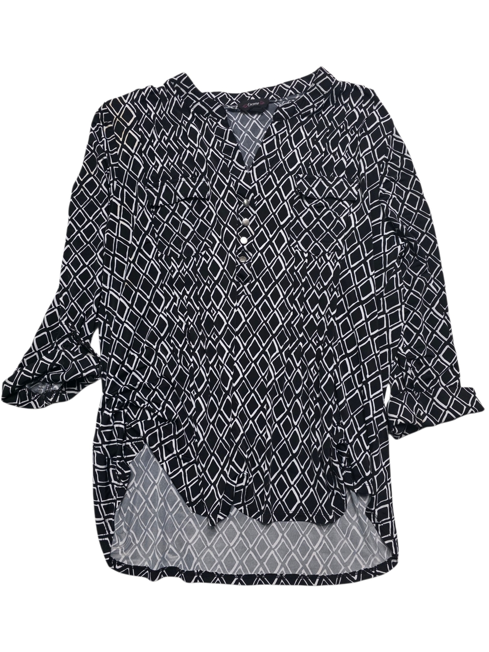 Cocomo Black & White Geometric V-Neck Tunic